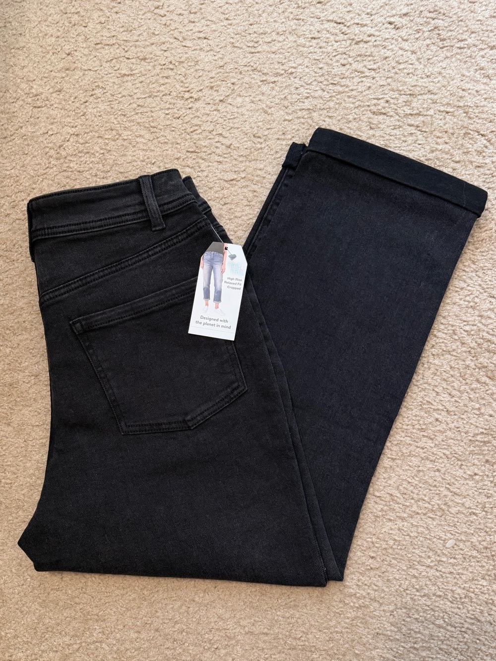 TIME AND TRU High Rise Relaxed Boyfriend Jeans in Black Wash NWT - Picture 5 of 8